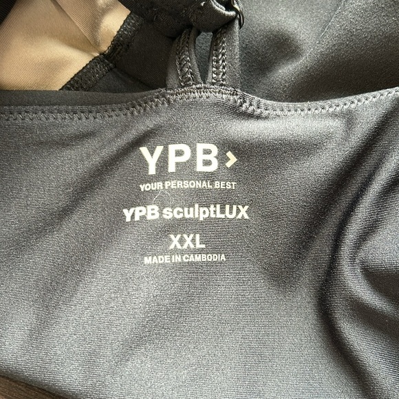 Abercrombie YPB sculptLUX Squareneck Onesie Onyx Colorblock Black Tan Sz XXL - Picture 10 of 14